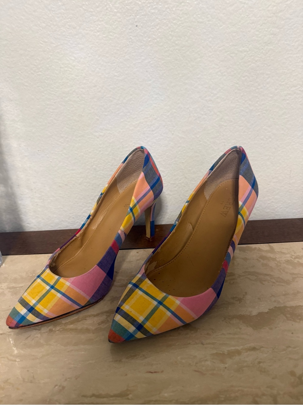 J. Crew Multicolor Plaid Pointed-Toe Stiletto Heels